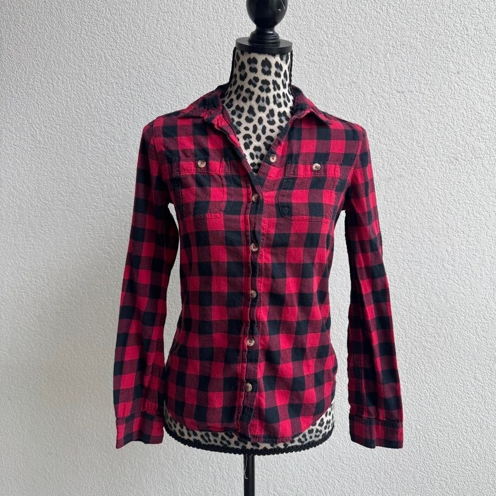 So red and black plaid flannel Size S - Picture 1 of 7